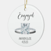 1e Kerstmis Verloofd Verloving Ringtekening Keramisch Ornament (Links)