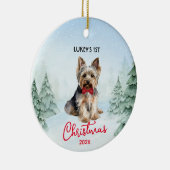 1e Kerstmis Yorkshire Terrier Yorkie Dog Keramisch Ornament (Rechts)