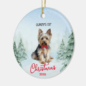 1e Kerstmis Yorkshire Terrier Yorkie Dog Keramisch Ornament (Links)