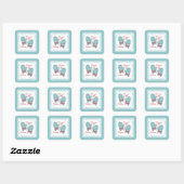 1e Kerstmutsen Rood Lint Kerstvakantie Vierkante Sticker (Vel)