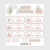 1e kerstnaam roze labels kus gesneden Stickers (Vel)