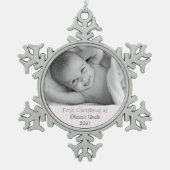 1e kerstoom uit Niece Foto Tin Sneeuwvlok Ornament (Voorkant)