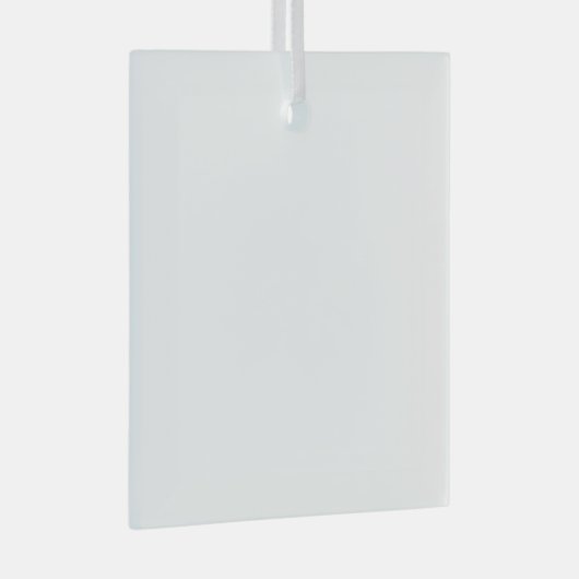 1e Kerstpaar Glazen Vierkant Ornament (Voorkant Rechts)