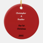 1e kerstrode rozenbloem keramisch ornament (Achterkant)