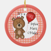 1e Kind Nieuwe Baby Meisje Keepsake Kerstcadeau Keramisch Ornament (Achterkant)