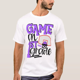 1e klas-basketball Eerste dag van schoolsport Pu T-shirt