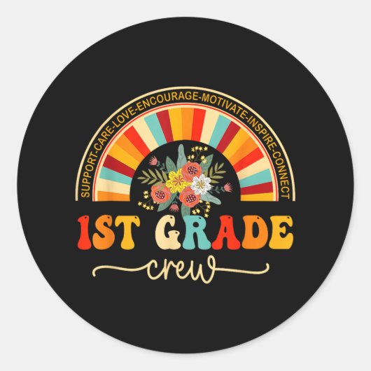 1e klas bemanning terug naar school leraar student ronde sticker (Voorkant)
