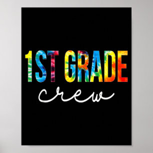 1e klas bemanning terug naar school tie dye retro poster