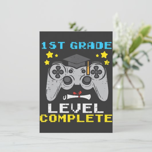 1e klas Complete Gamer Afgelopen schooldag Feestdagenkaart (Staand voorkant)