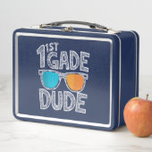 1e klas dude terug naar school eerste klas student (In situ)