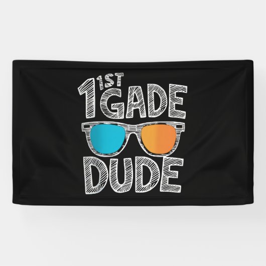 1e klas dude terug naar school eerste klas student spandoek (Horizontaal)