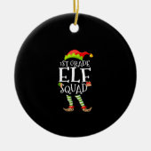 1e klas Elf Squad Grappige Elementaire Leraar Xmas Keramisch Ornament (Voorkant)