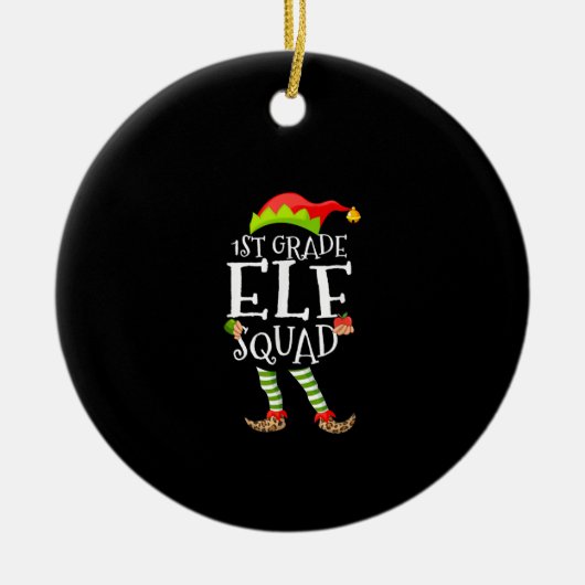 1e klas Elf Squad Grappige Elementaire Leraar Xmas Keramisch Ornament (Voorkant)