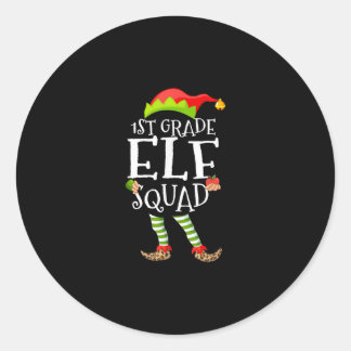 1e klas Elf Squad Grappige Elementaire Leraar Xmas Ronde Sticker