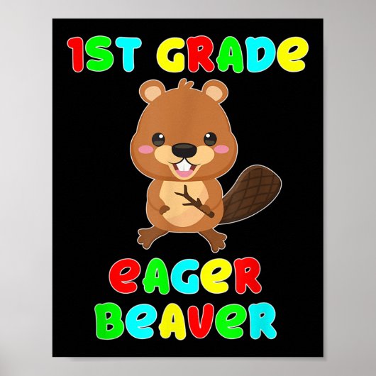 1e klas ijverige bever kinderen terug naar school poster (Voorkant)