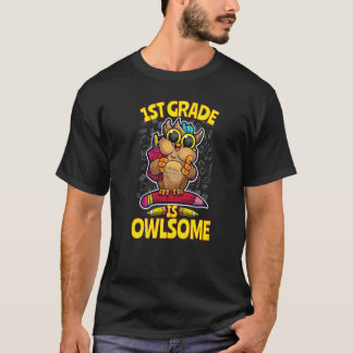1e klas is geweldig terug naar school uil leraar t-shirt