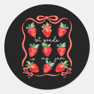 1e klas is mijn Jam Coquette Aardbei terug naar sc Ronde Sticker