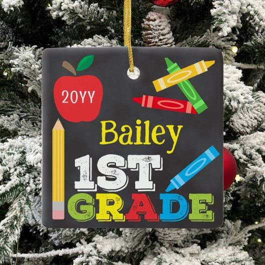1e klas Keepsake Chalkboard Kleurrijke Kinder Keramisch Ornament