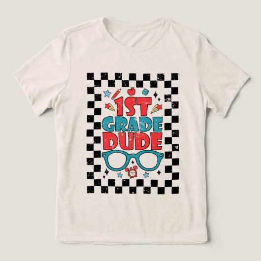 1e klas kerel terug naar school eerste klas studen Tri-Blend shirt (Design voorkant)