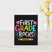 1e klas leraar cadeau 1e klas rots kaart (Gele Bloem)