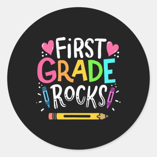 1e klas leraar cadeau 1e klas rots ronde sticker (Voorkant)