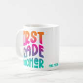1e klas leraar Kleurrijk Ombre Tekstontwerp Koffiemok (Voorkant links)