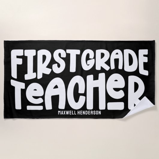 1e klas leraar op maat strandlaken (Voorkant)