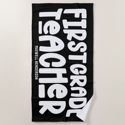 1e klas leraar op maat strandlaken (Voorkant)