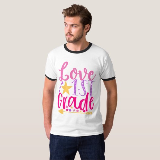 1e klas liefde wit Mannen T-shirt (Voorkant volledig)