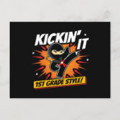 1e klas ninja trap eerste dag terug naar school briefkaart (Voorkant)