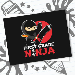 1e klas ninja trap eerste dag terug naar school briefkaart