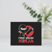 1e klas ninja trap eerste dag terug naar school briefkaart (Staand voorkant)
