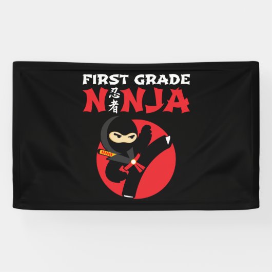 1e klas ninja trap eerste dag terug naar school spandoek (Horizontaal)