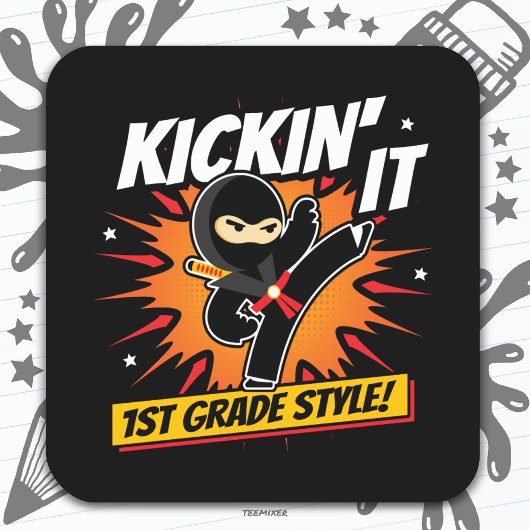 1e klas ninja trap eerste dag terug naar school vierkante sticker