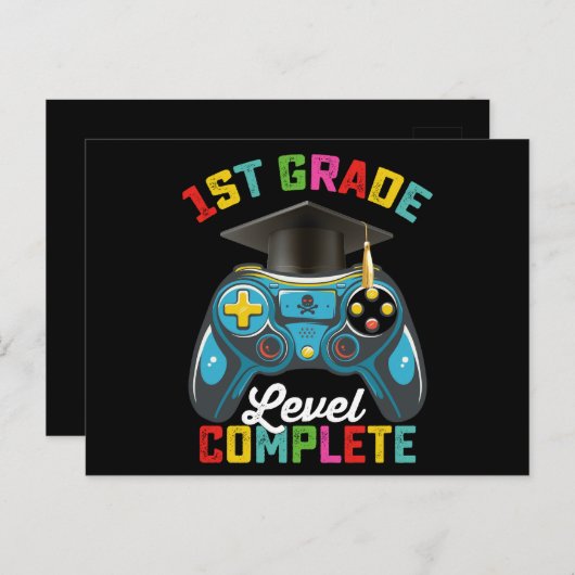 1e klas niveau Complete Afstuderen Gaming Gamer Briefkaart (Voorkant / Achterkant)