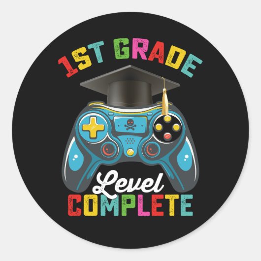 1e klas niveau Complete Afstuderen Gaming Gamer Ronde Sticker (Voorkant)
