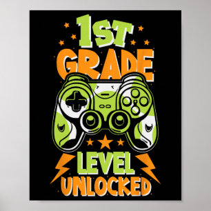 1e klas niveau ontgrendeld gamer vibes CK naar sch Poster
