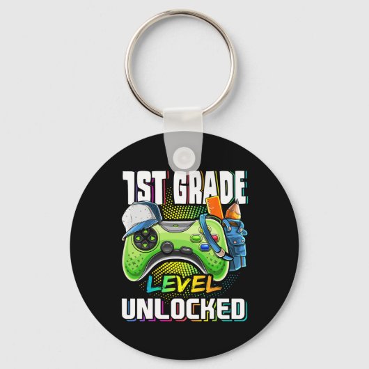1e klas niveau ontgrendeld videogame CK naar schoo Sleutelhanger (Voorkant)