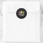 1e klas Rocks ABCD terug naar school grappige Rock Ronde Sticker (Tas)