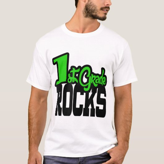 1e klas ROCKS Groene School Leraar Gift T-shirt (Voorkant)