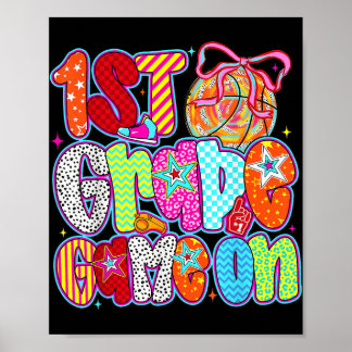 1e klas spel op basketbal sportjongens Kinder teru Poster