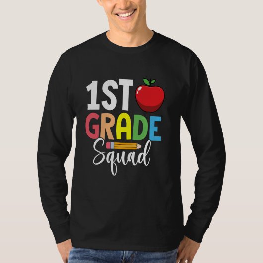1e klas squad eerste klas team terug naar school t t-shirt (Voorkant)