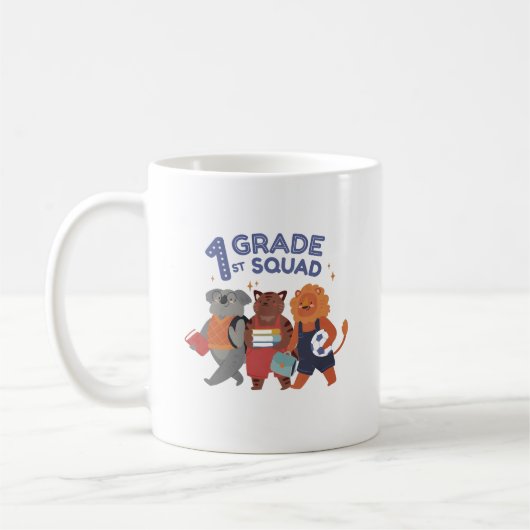 1e klas squad schattig dierlijk ontwerp koffiemok (Links)