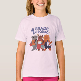 1e klas squad schattig dierlijk ontwerp t-shirt