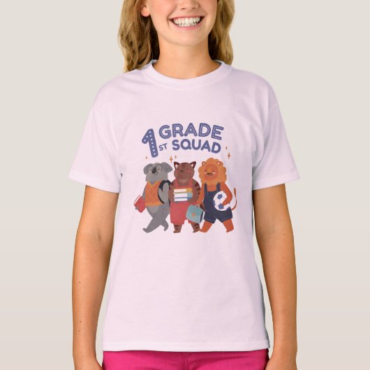 1e klas squad schattig dierlijk ontwerp t-shirt (Voorkant)