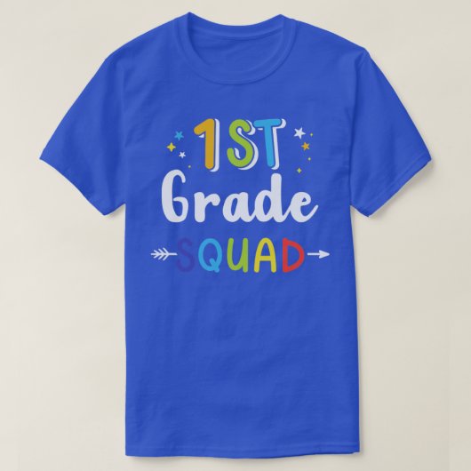 1e klas team eerst terug naar schoolles t-shirt (Design voorkant)