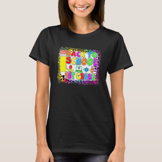 1e klas terug naar school virtueel eerste schoolda t-shirt (Voorkant)