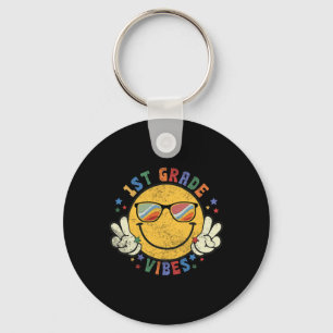 1e klas Vibes Happy Face Smile Gift Terug naar sch Sleutelhanger
