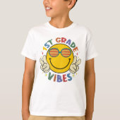 1e klas Vibes Happy Face Smile Terug naar school T-shirt (Voorkant)