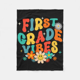 1e klas vibes terug naar school Retro eerste klas Fleece Deken